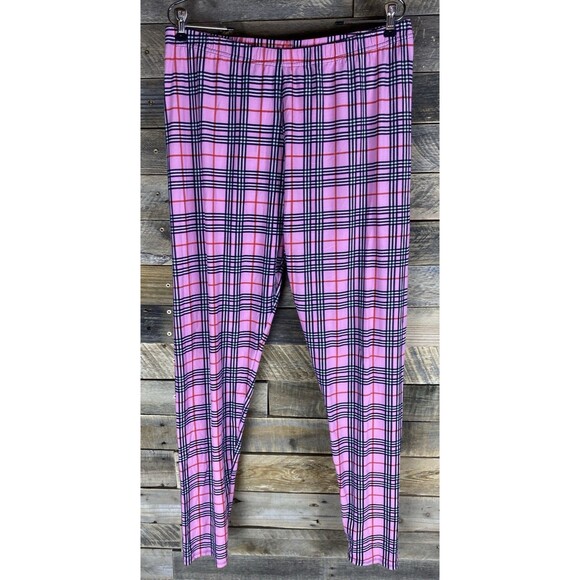 Leggings Depot Womens Plus Sz 3XL-5XL Pink Plaid Full Length Leggings - Picture 1 of 8